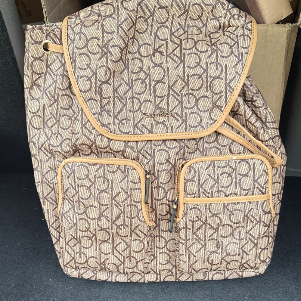 Calvin Klein Tan Monogram Backpack